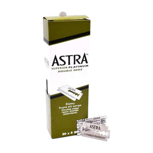 Astra Superior Platinum Double Edge Stainless Razor Blades (Pack Of 20) 5 Each