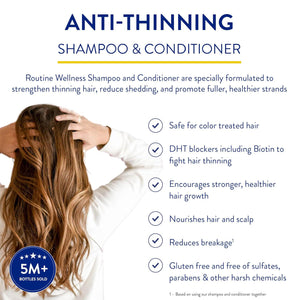 Routine Wellness Routine Wellness Anti-Thinning Shampoo And Conditioner Set For Thinning Hair - Biotin DHT Blocker Women And Men - Color Safe Shampoo For Hair Loss And Healthier Growth - Rose Hips (Pack Of 2)