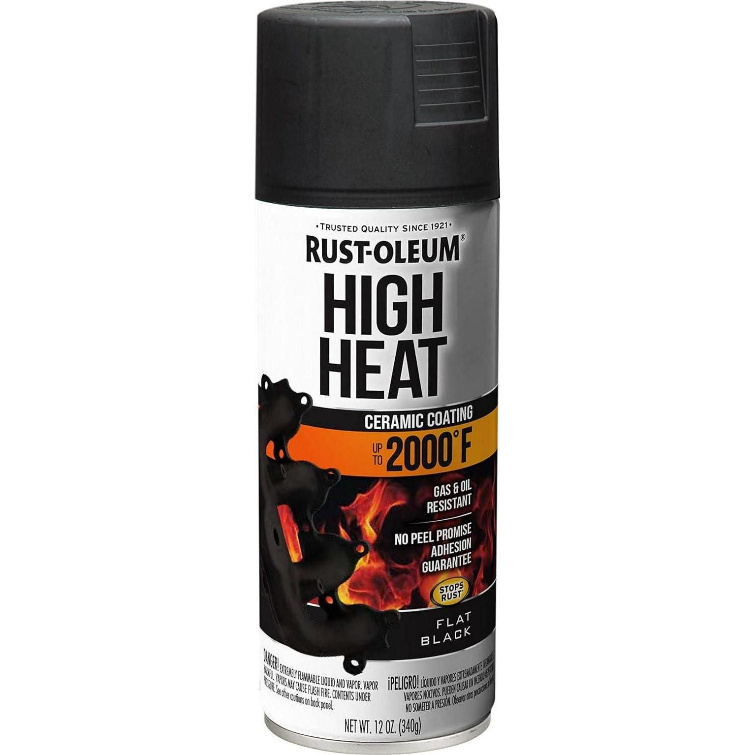 Rust-Oleum 248903 12-Ounce 2000 Degree, Flat Black Automotive High Heat Spray Paint, 12 Ounce (Pack Of 1),020066186296