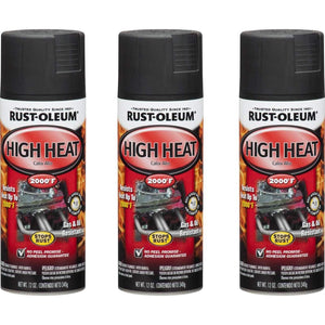 Rust-Oleum 248903-3PK Automotive High Heat Spray Paint, 12 Oz, Flat Black, 3 Pack,