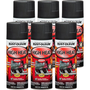 Rust-Oleum 248903-6PK Automotive High Heat Spray Paint, 12 Oz, Flat Black, 6 Pack,