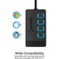 SABRENT 4 Port USB 2.0 Data Hub With Individual LED Lit Power Switches [Charging NOT Supported] For Mac And PC (HB-UMLS),
