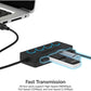 SABRENT 4 Port USB 2.0 Data Hub With Individual LED Lit Power Switches [Charging NOT Supported] For Mac And PC (HB-UMLS),
