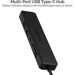 SABRENT Multi-Port USB Type-C Hub With 4K HDMI | Power Delivery (60 Watts) | 1 USB 3.0 Port | 1 USB 2.0 Port | SD/microSD Card Reader (HB-TC6C),