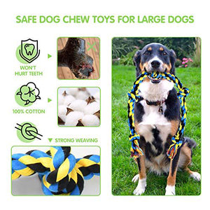 Sharlovy 9 Piece Dog Rope Chew Toy Set Durable Cotton Dental Toys for Medium Dogs and Large Breeds