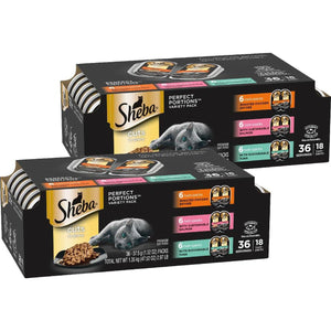 Sheba Perfect Portions Wet Cat Food, Cuts in Gravy, Chicken, Salmon & Tuna Variety, 36 x 1.32 oz Servings, 47.52 oz Total
