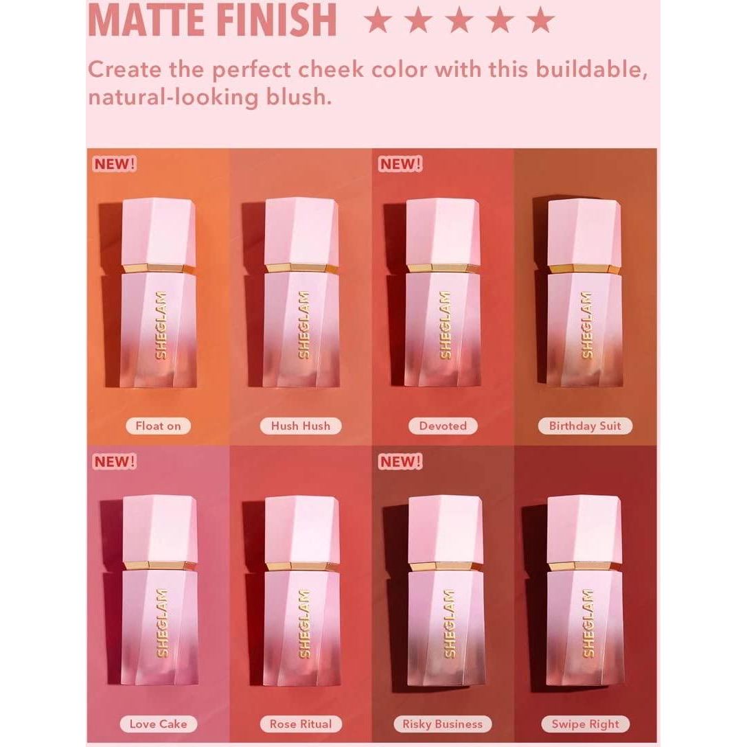 SHEGLAM Liquid Blush Makeup For Cheeks Matte Finish - Birthday Suit,