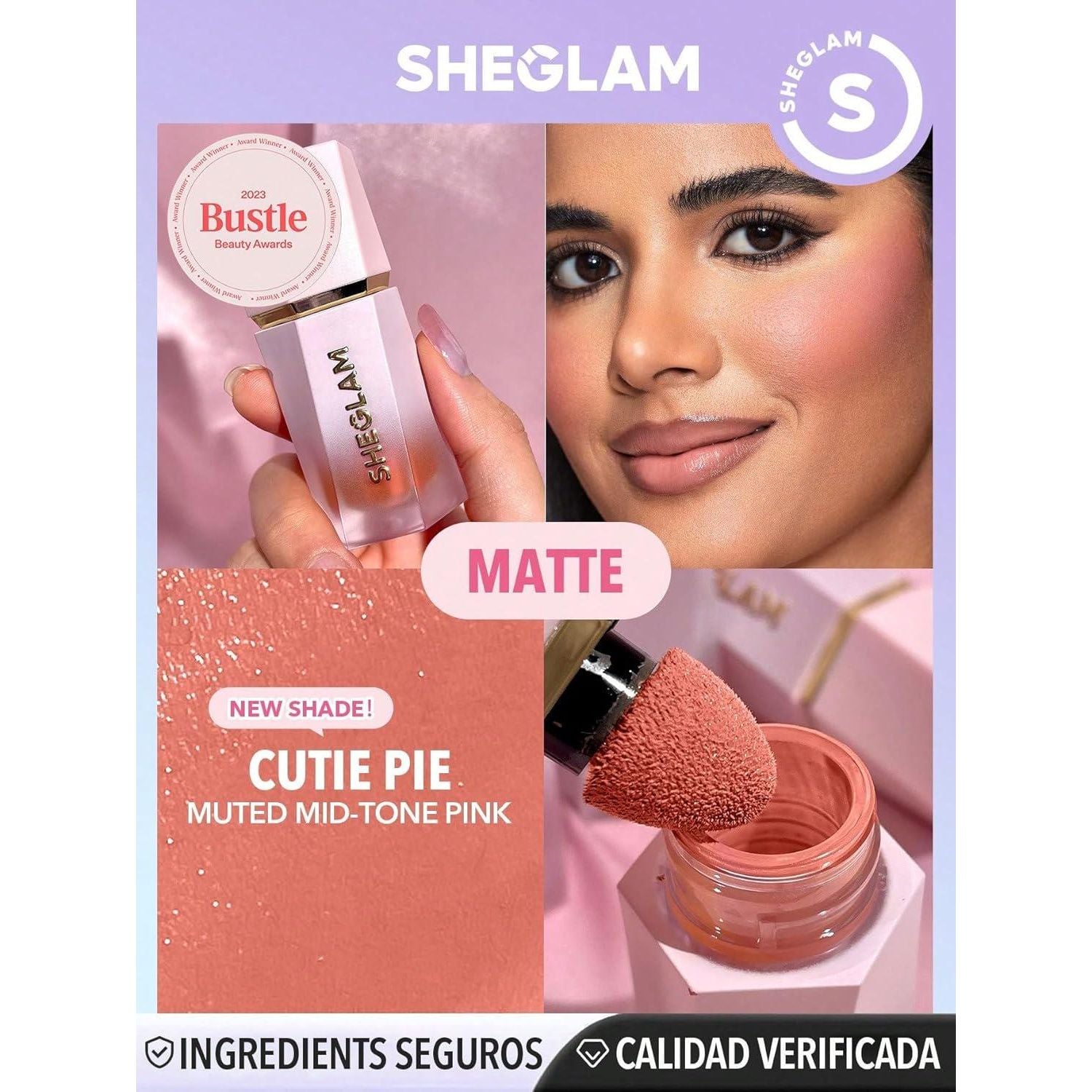 SHEGLAM Makeup - Color Bloom Liquid Blush Matte Finish - Long-wearing Waterproof Gel-Cream Blush With Sponge Tip Applicator (Cutie Pie),