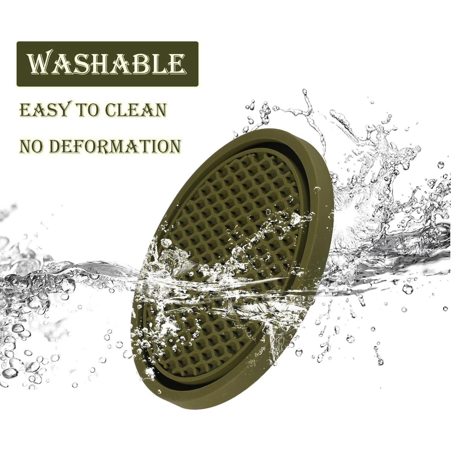 SINGARO Car Cup Coaster, 4PCS Universal Non-Slip Cup Holders Embedded In Ornaments Coaster, Car Interior Accessories, Olive Green,