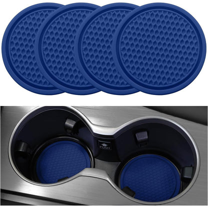 SINGARO Car Cup Coaster, 4PCS Universal Non-Slip Cup Holders Embedded In Ornaments Coaster, Car Interior Accessories, Grey Blue,