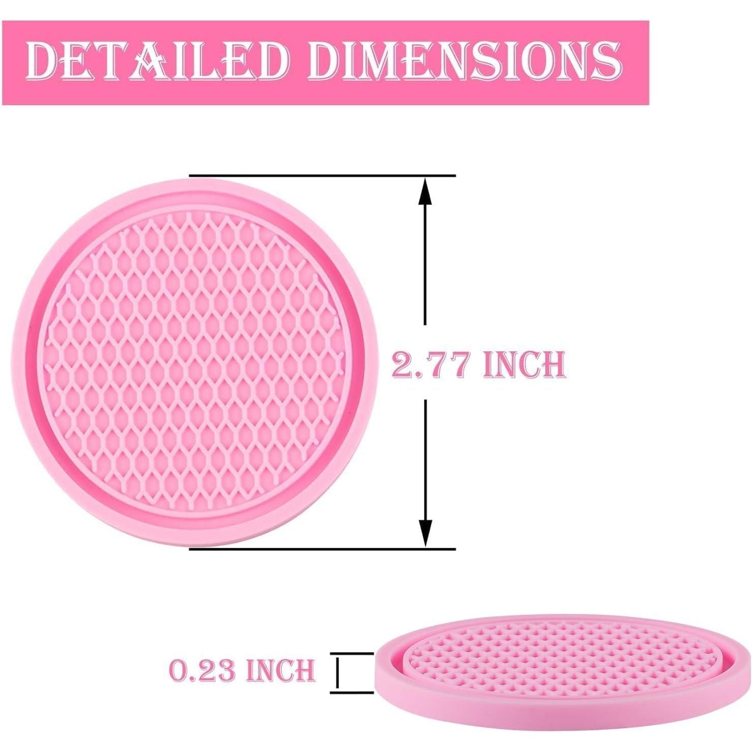 SINGARO Car Cup Coaster, 4PCS Universal Non-Slip Cup Holders Embedded In Ornaments Coaster, Car Interior Accessories, Pink,
