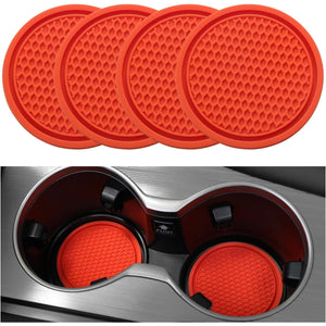 SINGARO Car Cup Coaster, 4PCS Universal Non-Slip Cup Holders Embedded In Ornaments Coaster, Car Interior Accessories, Lava Orange,