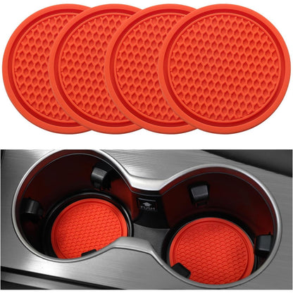 SINGARO Car Cup Coaster, 4PCS Universal Non-Slip Cup Holders Embedded In Ornaments Coaster, Car Interior Accessories, Lava Orange,
