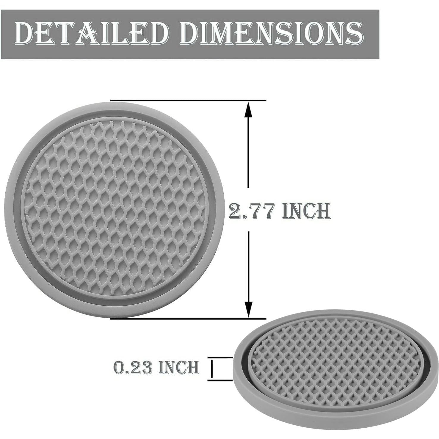 SINGARO Car Cup Coaster, 4PCS Universal Non-Slip Cup Holders Embedded In Ornaments Coaster, Car Interior Accessories, Gray,