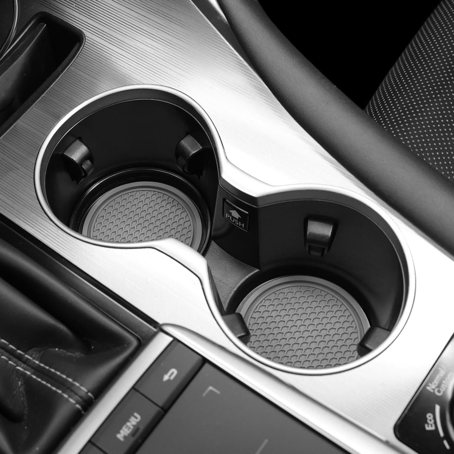 SINGARO Car Cup Coaster, 4PCS Universal Non-Slip Cup Holders Embedded In Ornaments Coaster, Car Interior Accessories, Gray,