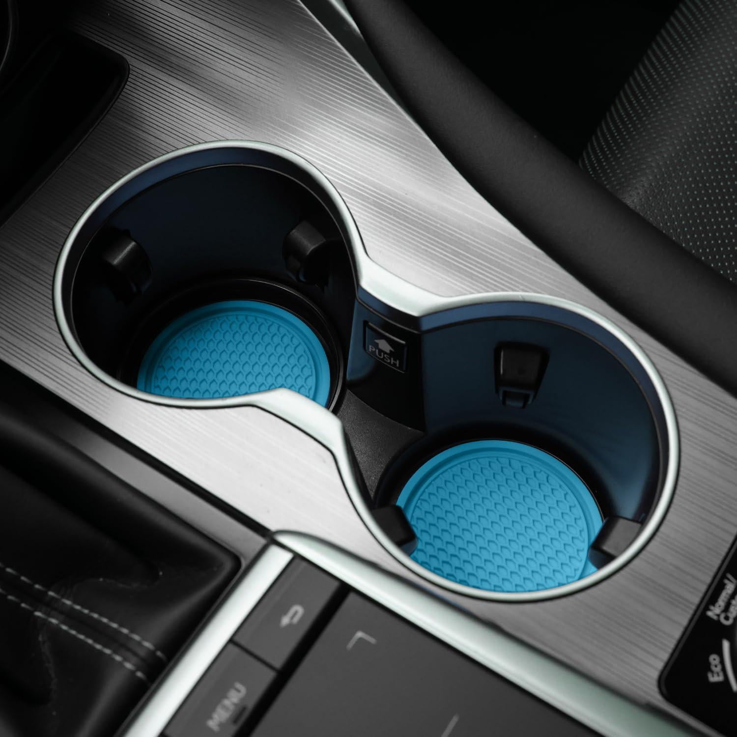 SINGARO Car Cup Coaster, 4PCS Universal Non-Slip Cup Holders Embedded In Ornaments Coaster, Car Interior Accessories, Light Blue,