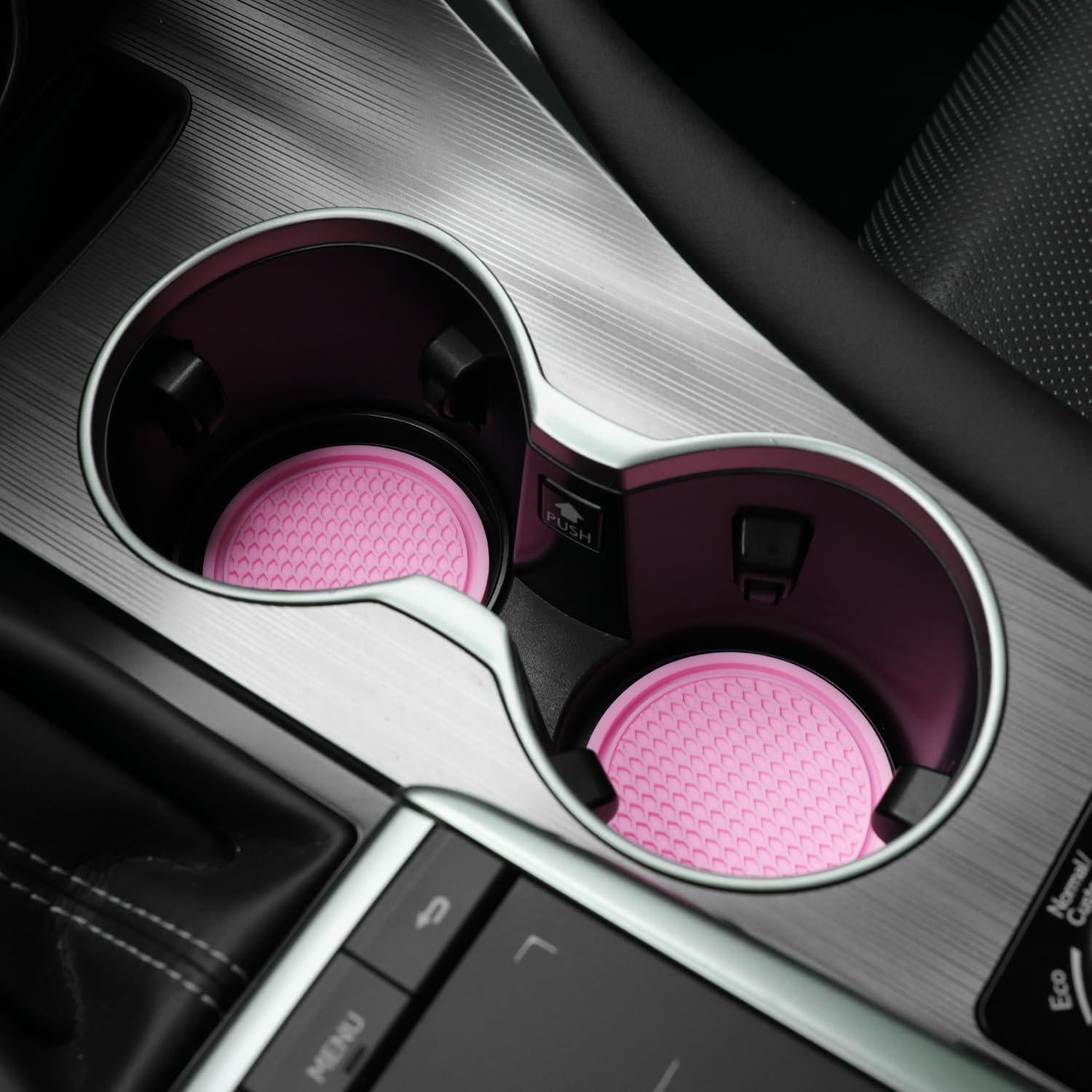SINGARO Car Cup Coaster, 4PCS Universal Non-Slip Cup Holders Embedded In Ornaments Coaster, Car Interior Accessories, Pink,