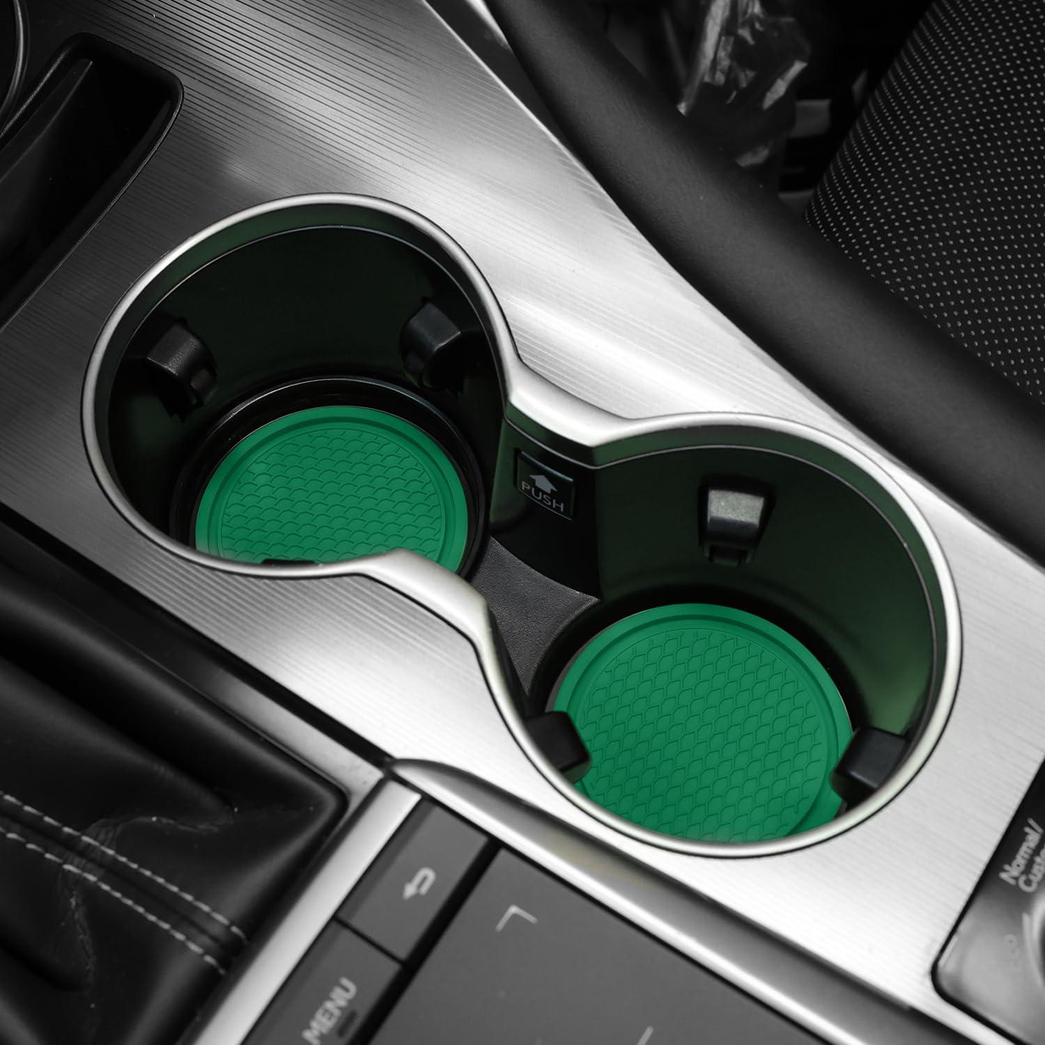 SINGARO Car Cup Coaster, 4PCS Universal Non-Slip Cup Holders Embedded In Ornaments Coaster, Car Interior Accessories, Green,