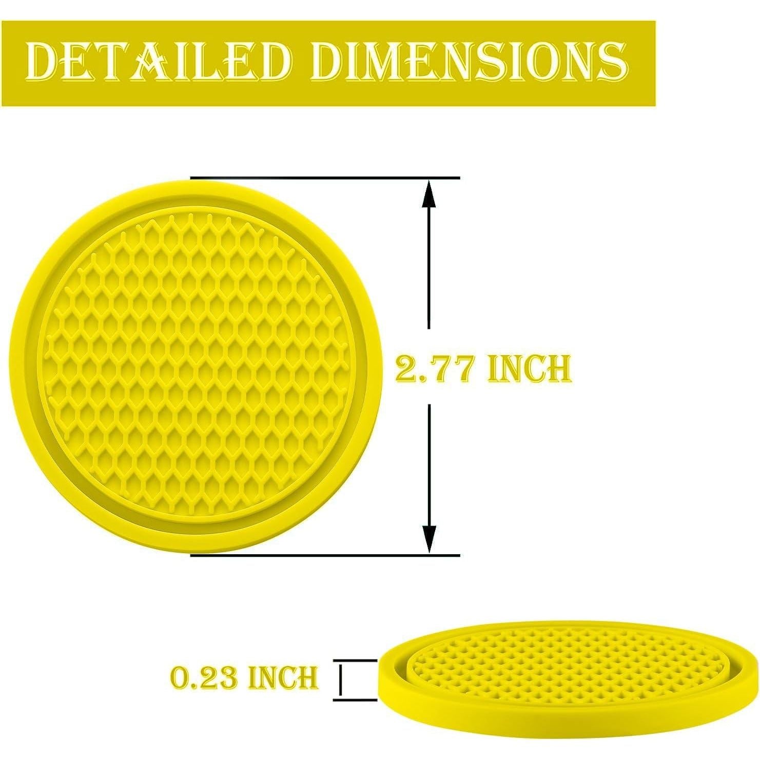 SINGARO Car Cup Coaster, 4PCS Universal Non-Slip Cup Holders Embedded In Ornaments Coaster, Car Interior Accessories, Yellow,