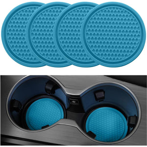 SINGARO Car Cup Coaster, 4PCS Universal Non-Slip Cup Holders Embedded In Ornaments Coaster, Car Interior Accessories, Light Blue,