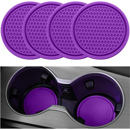SINGARO Car Cup Coaster, 4PCS Universal Non-Slip Cup Holders Embedded In Ornaments Coaster, Car Interior Accessories, Purple,