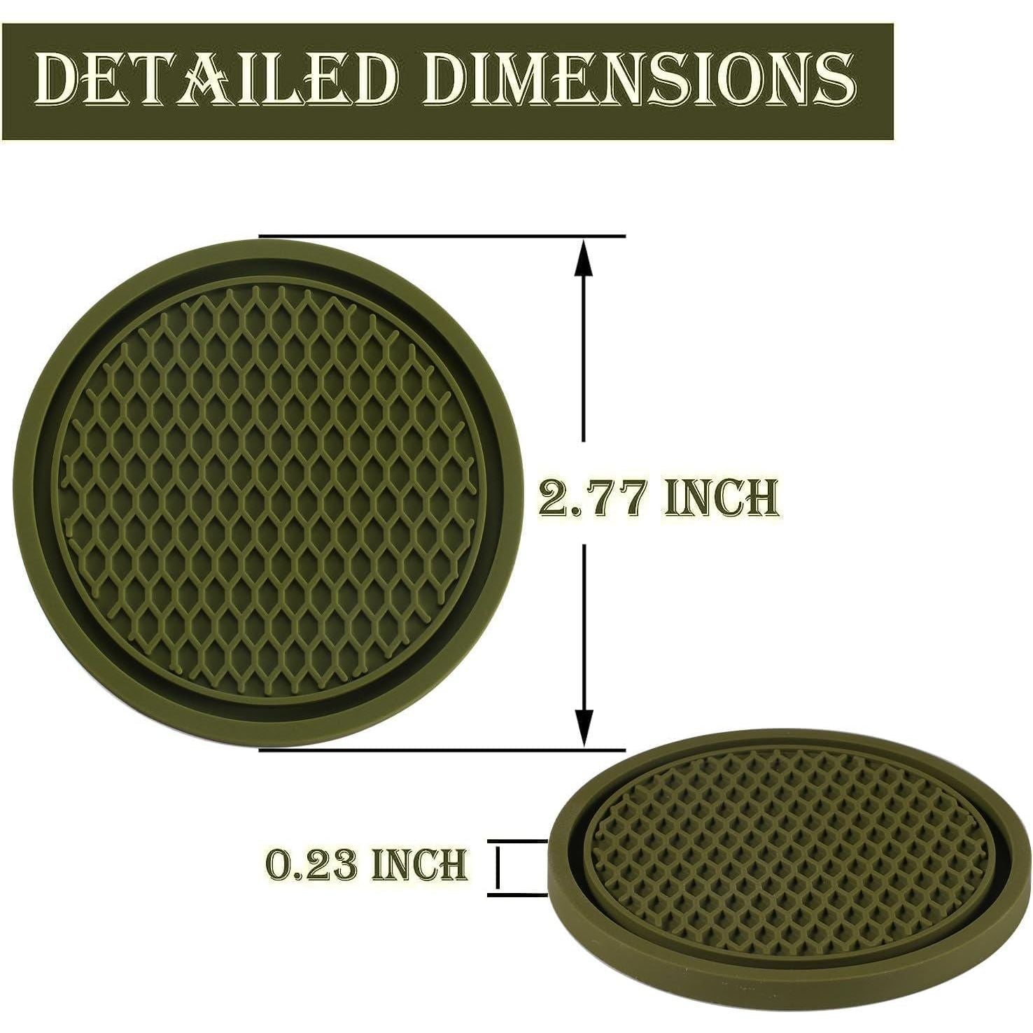 SINGARO Car Cup Coaster, 4PCS Universal Non-Slip Cup Holders Embedded In Ornaments Coaster, Car Interior Accessories, Olive Green,