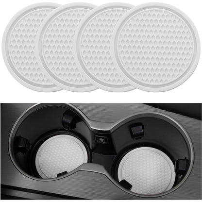 SINGARO Car Cup Coaster, 4PCS Universal Non-Slip Cup Holders Embedded In Ornaments Coaster, Car Interior Accessories, White,