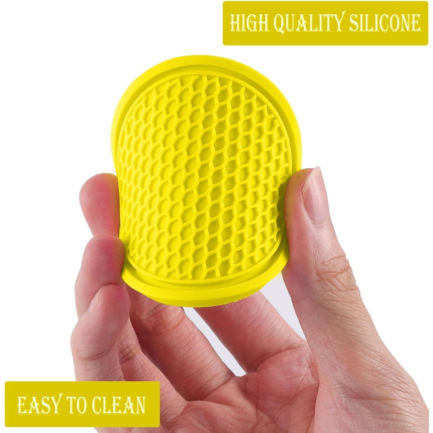 SINGARO Car Cup Coaster, 4PCS Universal Non-Slip Cup Holders Embedded In Ornaments Coaster, Car Interior Accessories, Yellow,