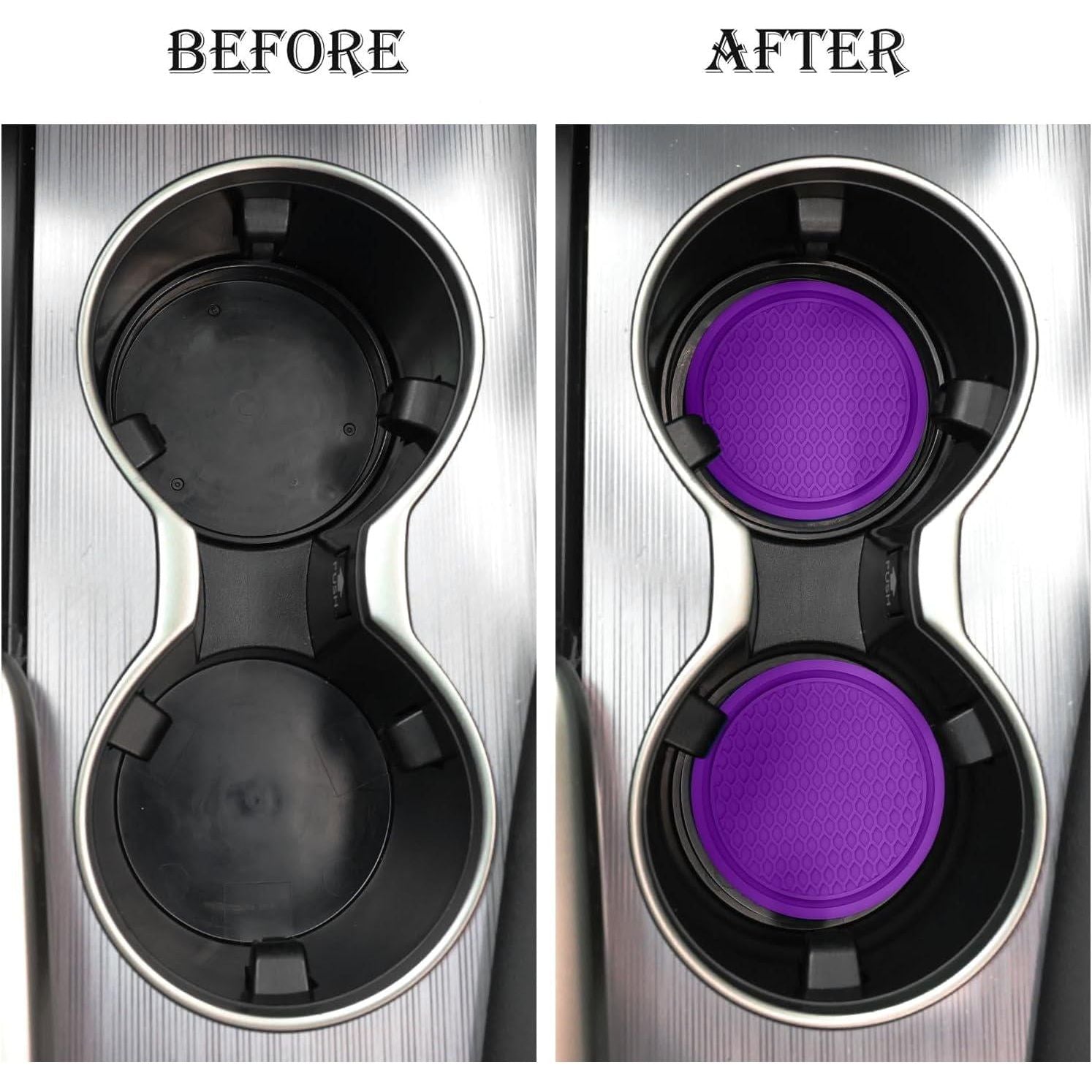 SINGARO Car Cup Coaster, 4PCS Universal Non-Slip Cup Holders Embedded In Ornaments Coaster, Car Interior Accessories, Purple,
