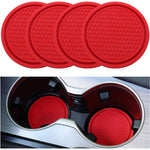 SINGARO Car Cup Coaster, 4PCS Universal Non-Slip Cup Holders Embedded In Ornaments Coaster, Car Interior Accessories, Red,