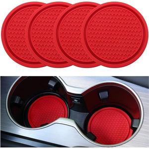 SINGARO Car Cup Coaster, 4PCS Universal Non-Slip Cup Holders Embedded In Ornaments Coaster, Car Interior Accessories, Red,