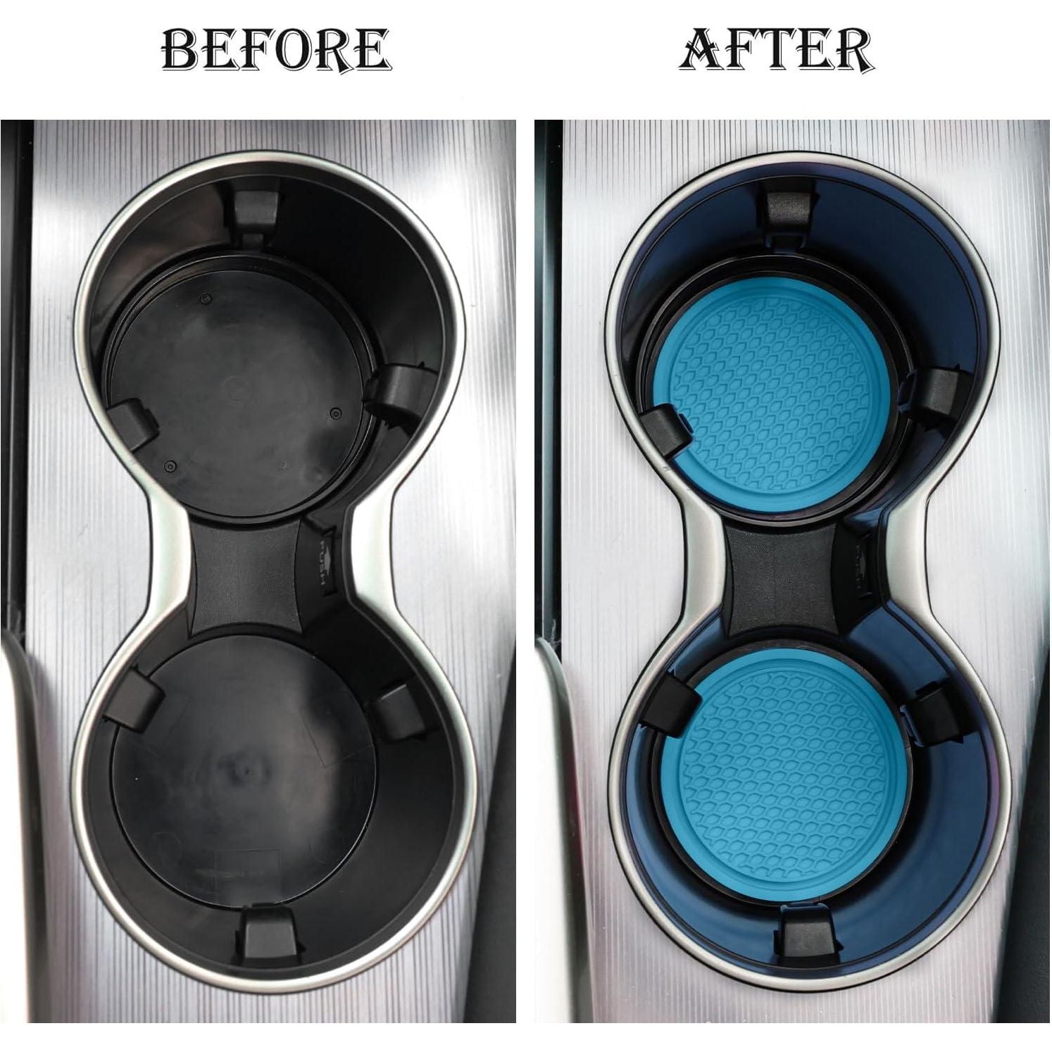 SINGARO Car Cup Coaster, 4PCS Universal Non-Slip Cup Holders Embedded In Ornaments Coaster, Car Interior Accessories, Light Blue,