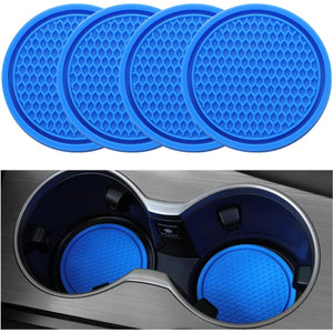 SINGARO Car Cup Coaster, 4PCS Universal Non-Slip Cup Holders Embedded In Ornaments Coaster, Car Interior Accessories, Blue,