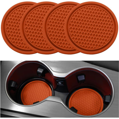 SINGARO Car Cup Coaster, 4PCS Universal Non-Slip Cup Holders Embedded In Ornaments Coaster, Car Interior Accessories, Orange,