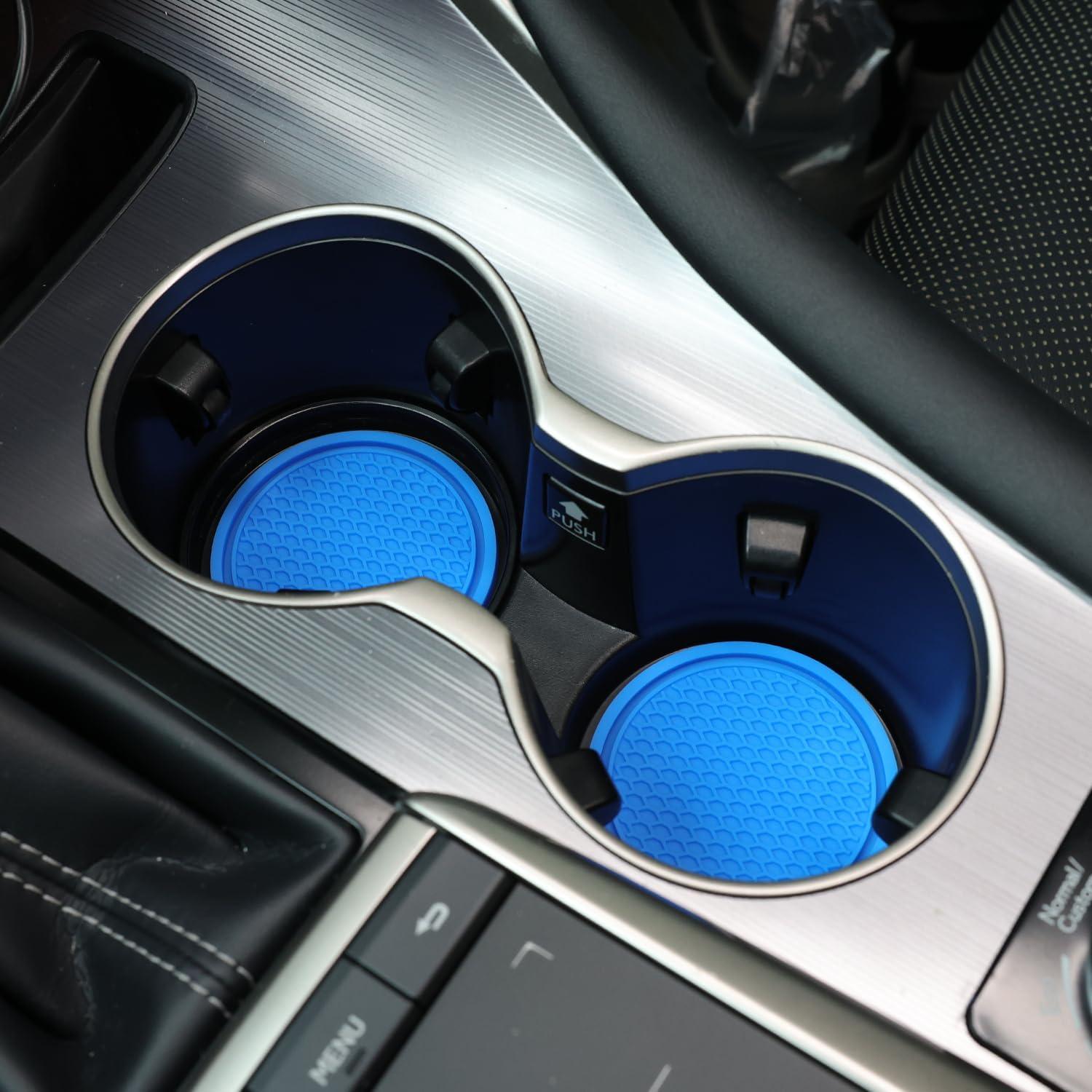 SINGARO Car Cup Coaster, 4PCS Universal Non-Slip Cup Holders Embedded In Ornaments Coaster, Car Interior Accessories, Blue,
