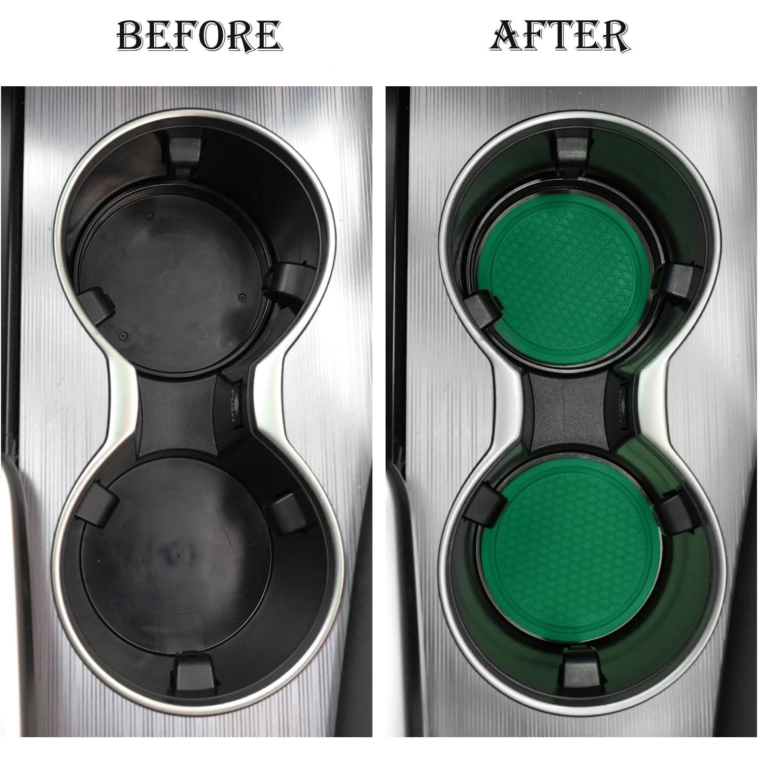 SINGARO Car Cup Coaster, 4PCS Universal Non-Slip Cup Holders Embedded In Ornaments Coaster, Car Interior Accessories, Green,