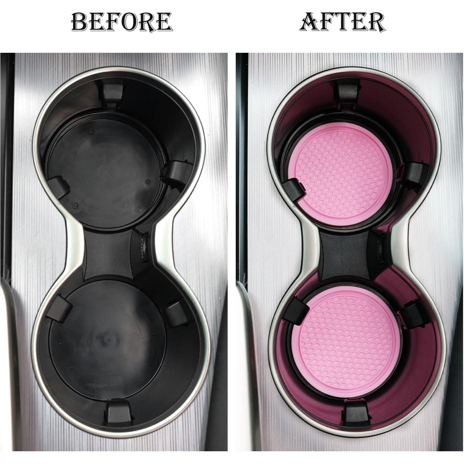 SINGARO Car Cup Coaster, 4PCS Universal Non-Slip Cup Holders Embedded In Ornaments Coaster, Car Interior Accessories, Pink,