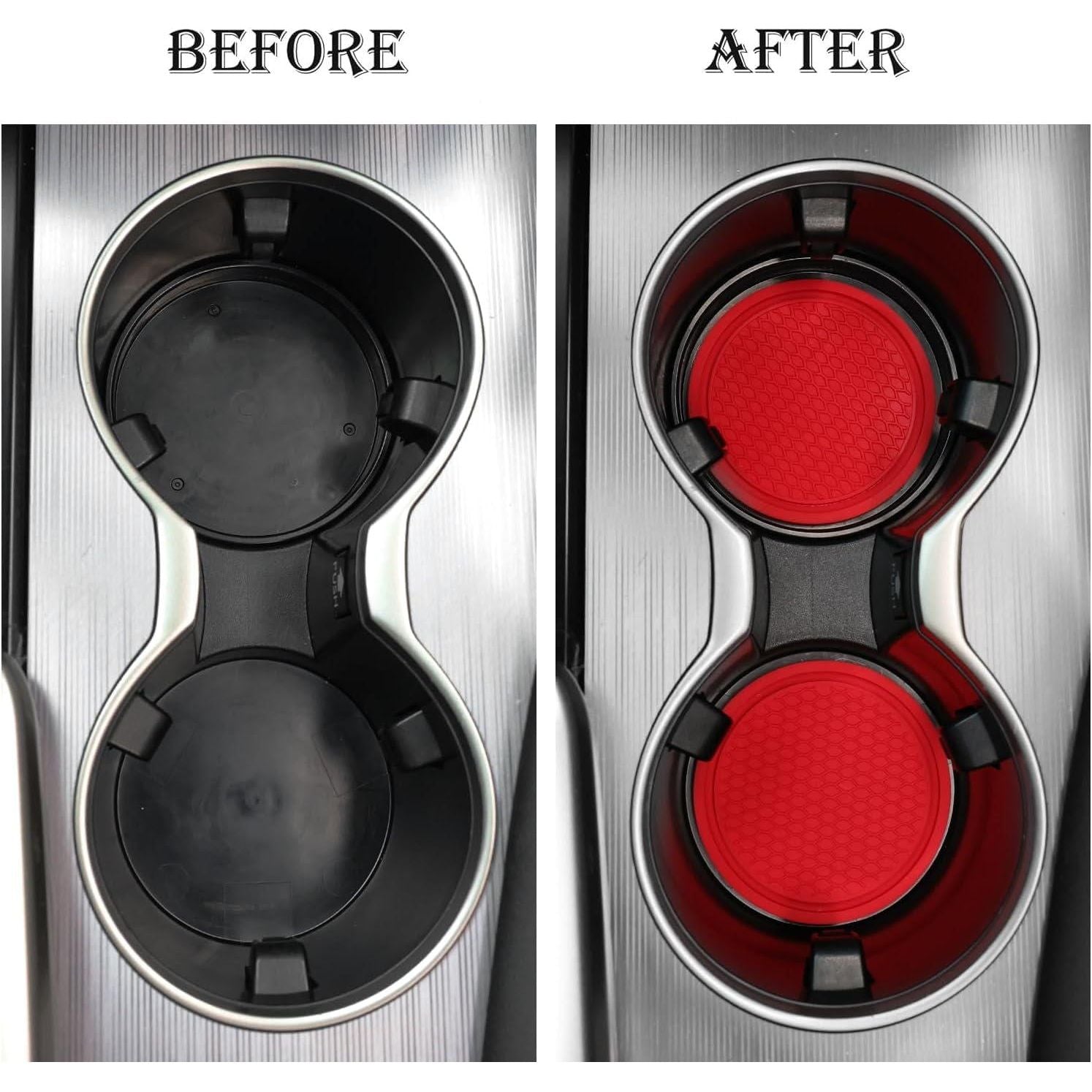 SINGARO Car Cup Coaster, 4PCS Universal Non-Slip Cup Holders Embedded In Ornaments Coaster, Car Interior Accessories, Red,