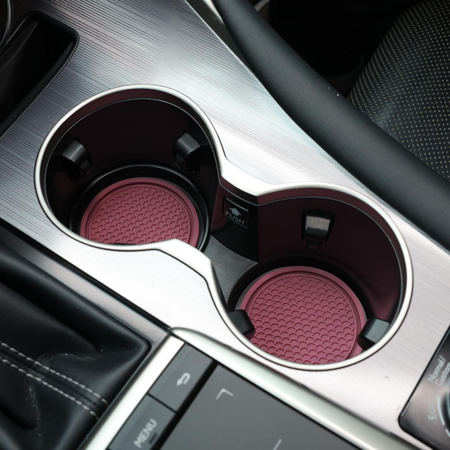 SINGARO Car Cup Coaster, 4PCS Universal Non-Slip Cup Holders Embedded In Ornaments Coaster, Car Interior Accessories, Purple Glow,