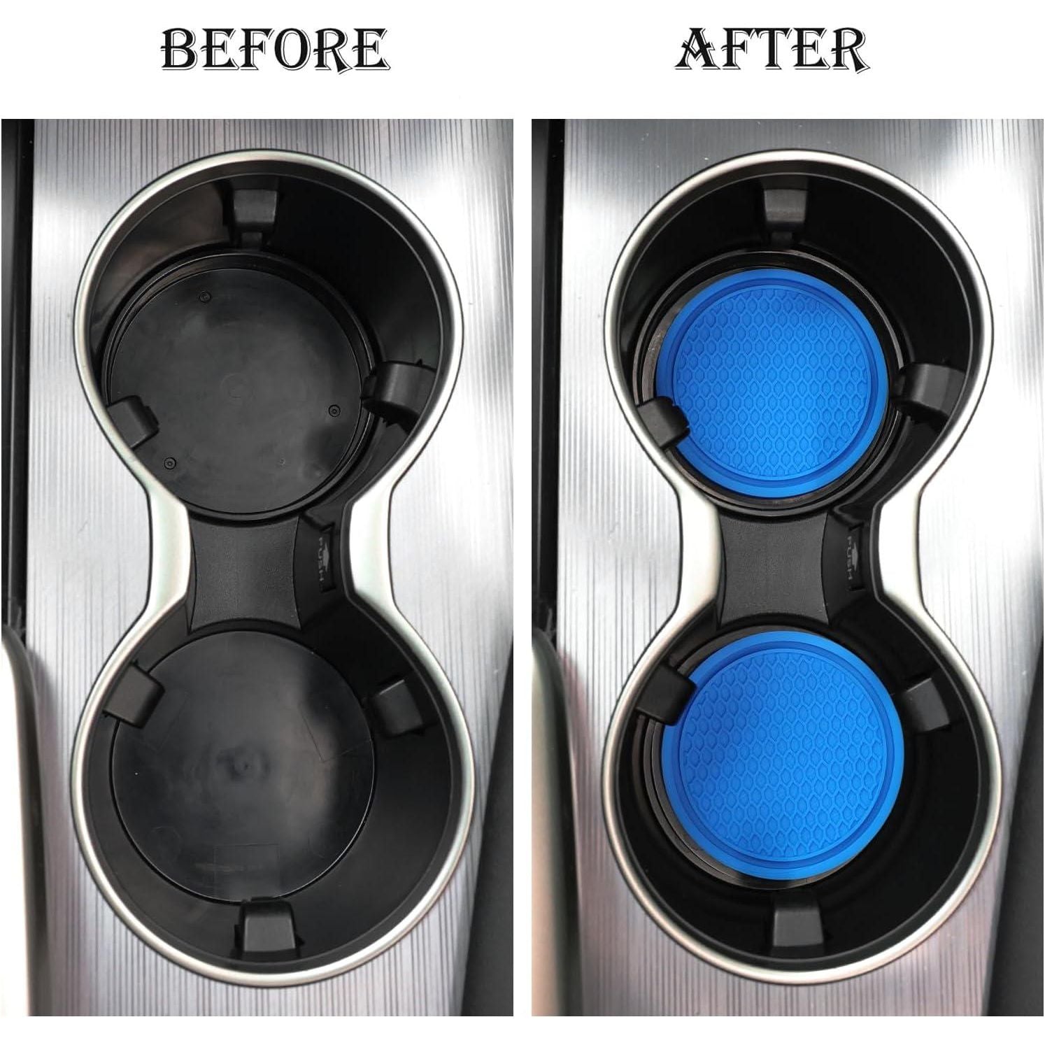 SINGARO Car Cup Coaster, 4PCS Universal Non-Slip Cup Holders Embedded In Ornaments Coaster, Car Interior Accessories, Blue,
