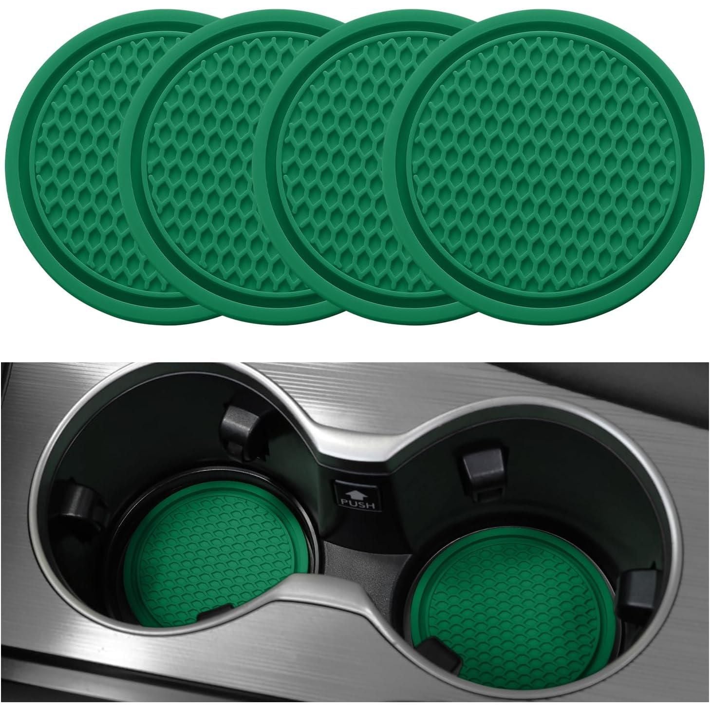 SINGARO Car Cup Coaster, 4PCS Universal Non-Slip Cup Holders Embedded In Ornaments Coaster, Car Interior Accessories, Green,