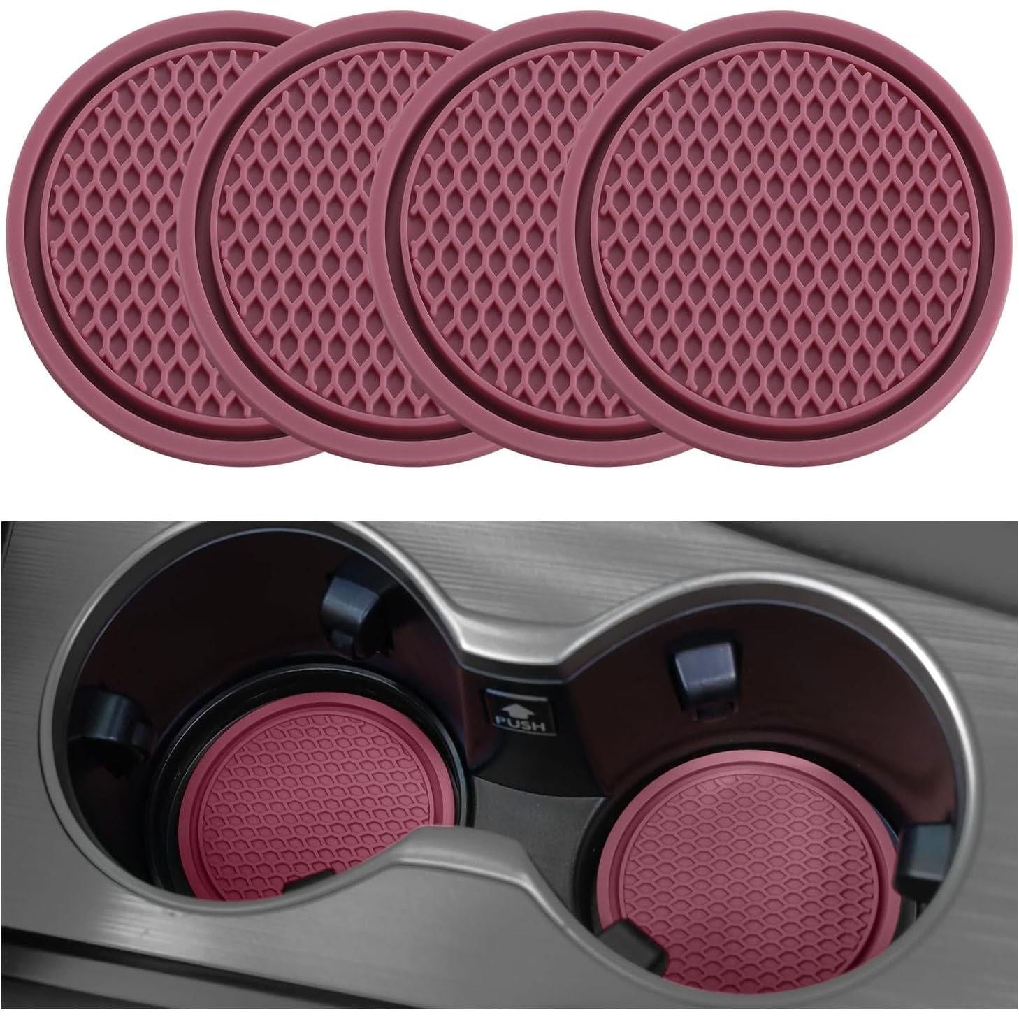 SINGARO Car Cup Coaster, 4PCS Universal Non-Slip Cup Holders Embedded In Ornaments Coaster, Car Interior Accessories, Purple Glow,