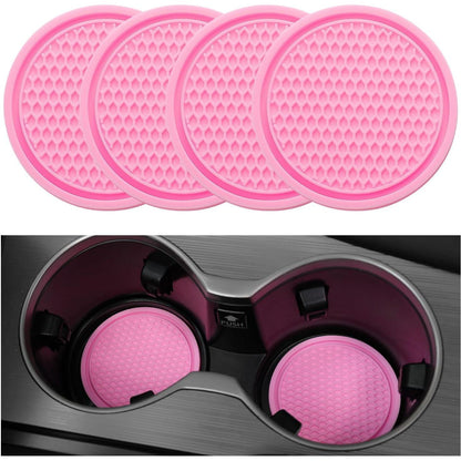 SINGARO Car Cup Coaster, 4PCS Universal Non-Slip Cup Holders Embedded In Ornaments Coaster, Car Interior Accessories, Pink,
