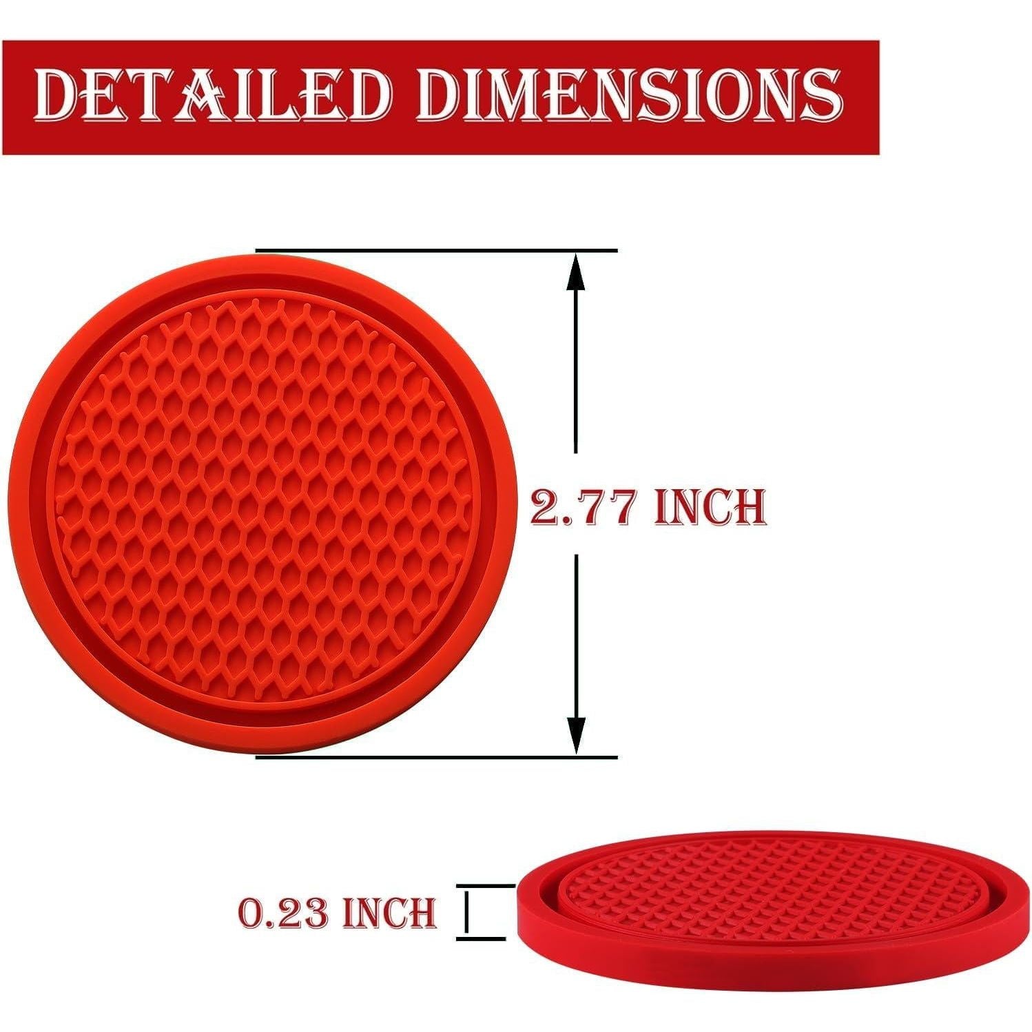 SINGARO Car Cup Coaster, 4PCS Universal Non-Slip Cup Holders Embedded In Ornaments Coaster, Car Interior Accessories, Red,