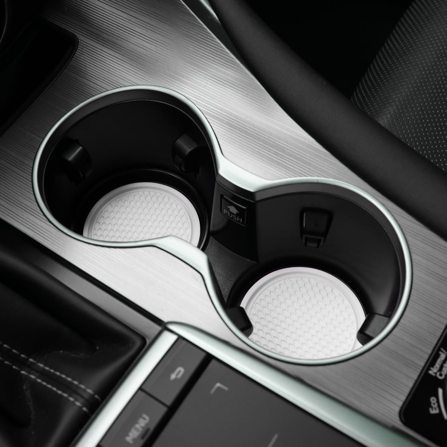SINGARO Car Cup Coaster, 4PCS Universal Non-Slip Cup Holders Embedded In Ornaments Coaster, Car Interior Accessories, White,