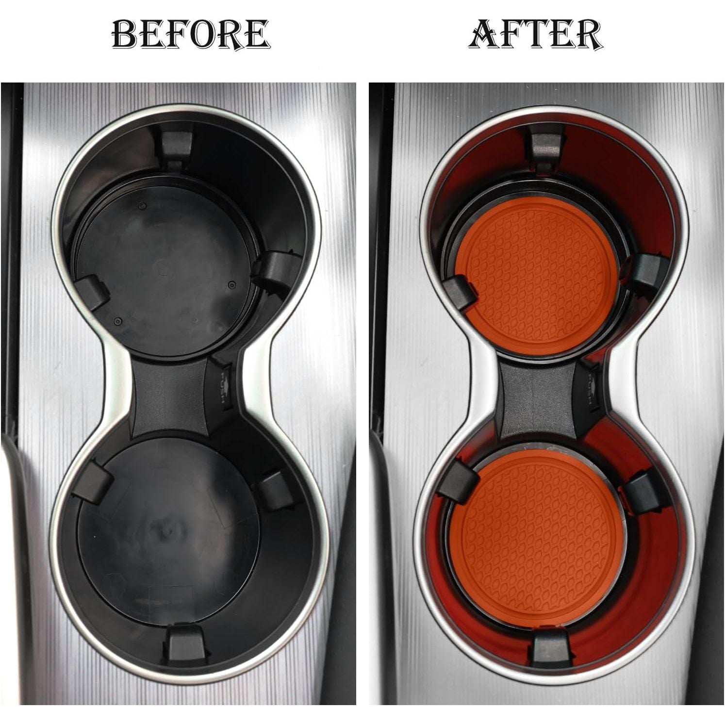 SINGARO Car Cup Coaster, 4PCS Universal Non-Slip Cup Holders Embedded In Ornaments Coaster, Car Interior Accessories, Orange,