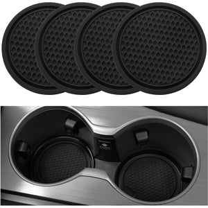 SINGARO Car Cup Coaster, 4PCS Universal Non-Slip Cup Holders Embedded In Ornaments Coaster, Car Interior Accessories, Black,