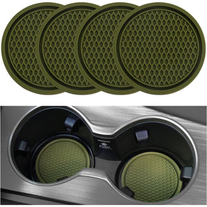SINGARO Car Cup Coaster, 4PCS Universal Non-Slip Cup Holders Embedded In Ornaments Coaster, Car Interior Accessories, Olive Green,
