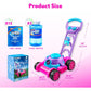Sloosh Bubble Lawn Mower Toddler Toy Pink Summer Outdoor Push Bubble Machine for Preschool Boys and Girls Ages 3 and Up