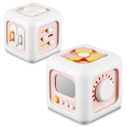 Socbtnso Busy Cube Montessori Sensory Toy for Toddlers 1 Year Old Girl Fine Motor Travel Learning Toy